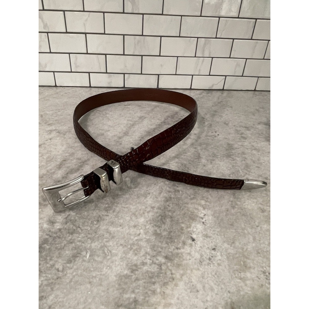 Daniel Cremieux Belt Mens Size 38 Brown Embossed Leather Signature Collection